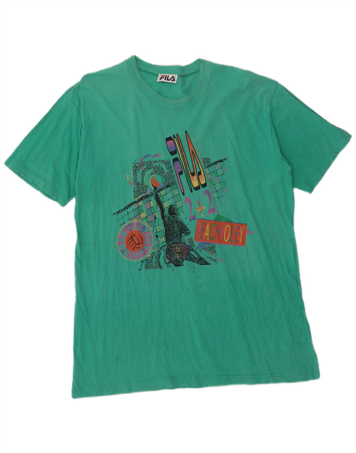 Męski T-shirt z grafiką Fila XL, zielony