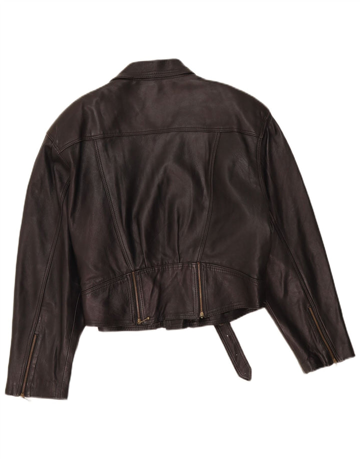 Damska skórzana kurtka motocyklowa VINTAGE UK 14, średnia czarna skóra