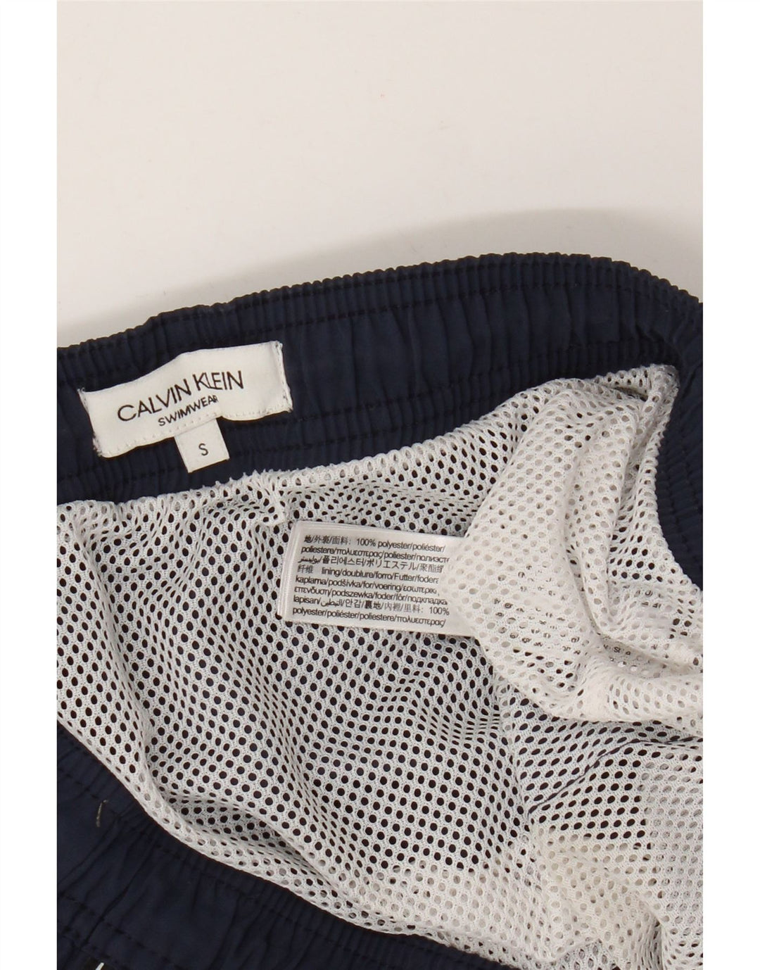 Męskie spodenki kąpielowe Calvin Klein z grafiką, małe, granatowe, z poliestru