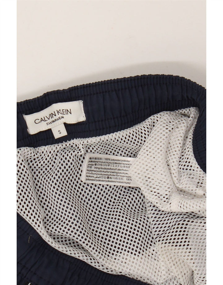 Męskie spodenki kąpielowe Calvin Klein z grafiką, małe, granatowe, z poliestru
