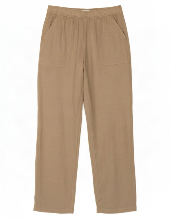 Zara Womens High Waist Loose Fit Trousers Medium W28 L30 Beige Linen