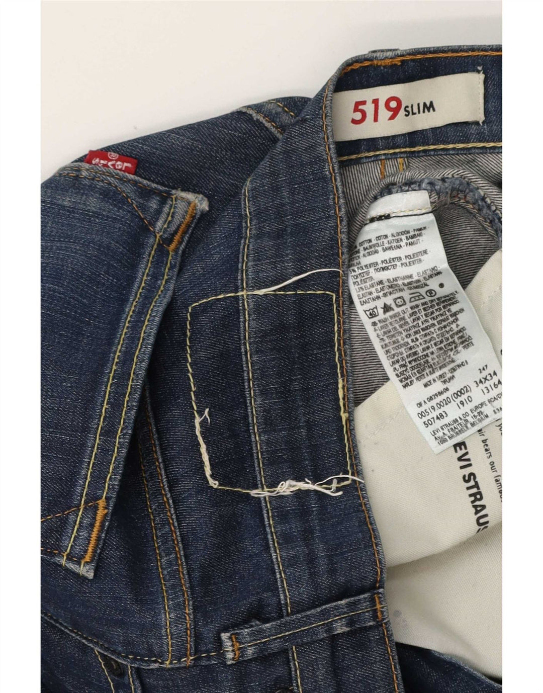 Męskie jeansy Levi's 519 Slim W34 L34 Niebieska bawełna