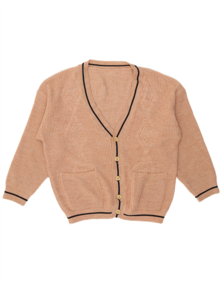 Vintage męski sweter o luźnym kroju, średni beżowy akryl