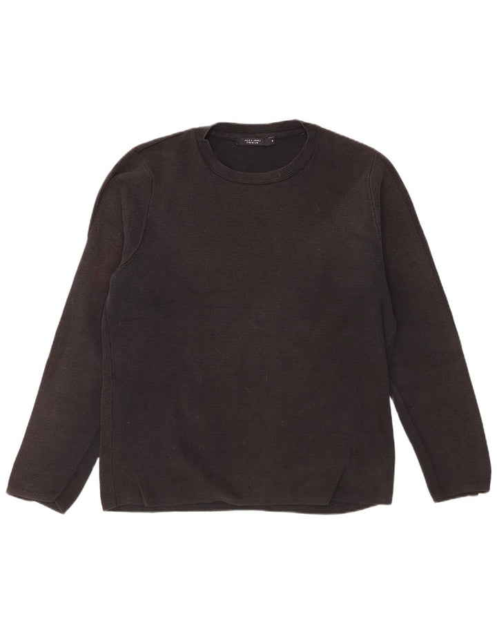 Męski sweter z okrągłym dekoltem Jack & Jones, średniej wielkości, czarny, bawełniany