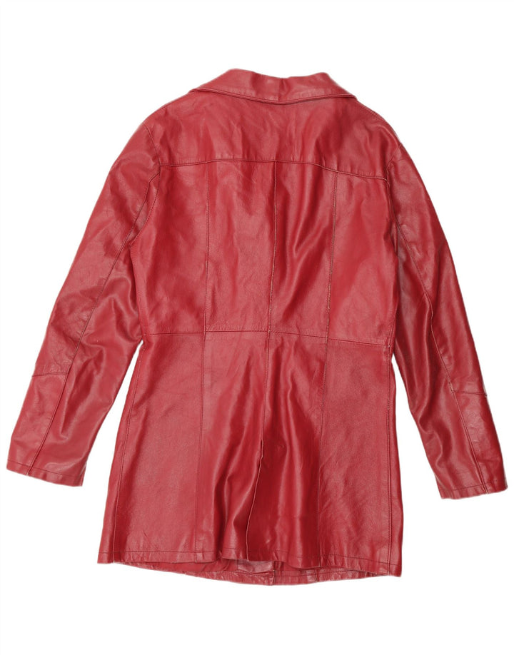 Vintage damski płaszcz skórzany UK 18 XL czerwona skóra