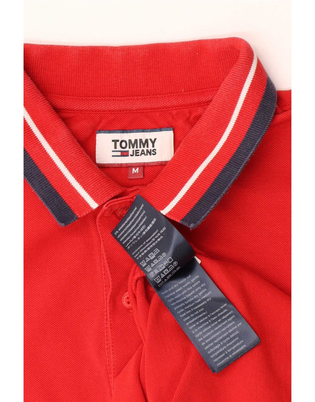Męska koszulka polo Tommy Hilfiger, bawełniana w średnie czerwone paski