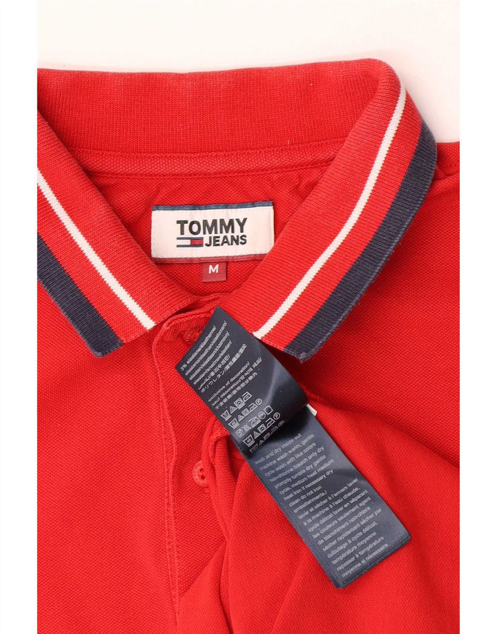 Męska koszulka polo Tommy Hilfiger, bawełniana w średnie czerwone paski