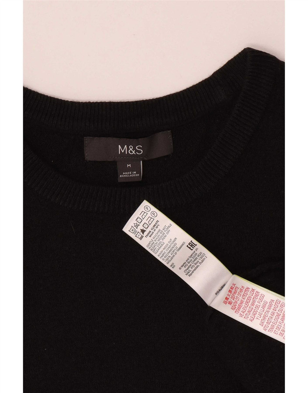 Marks & Spencer Męski sweter z dekoltem w łódkę, średni czarny akryl