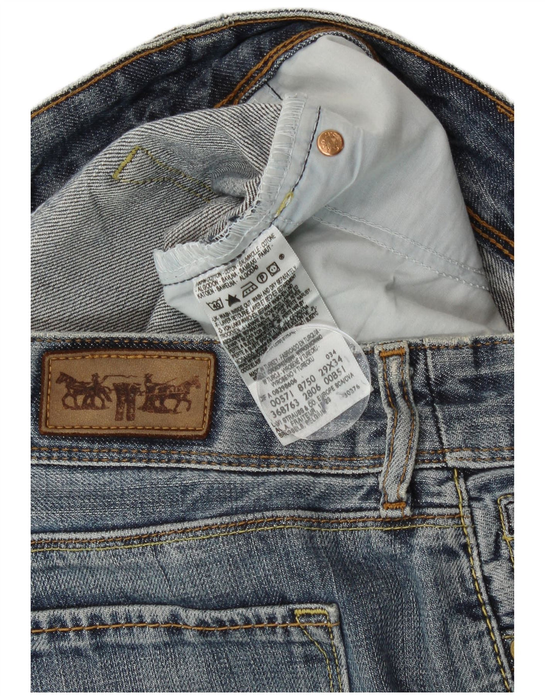 Damskie jeansy Levi's 571 Slim W29 L30 Niebieskie bawełniane