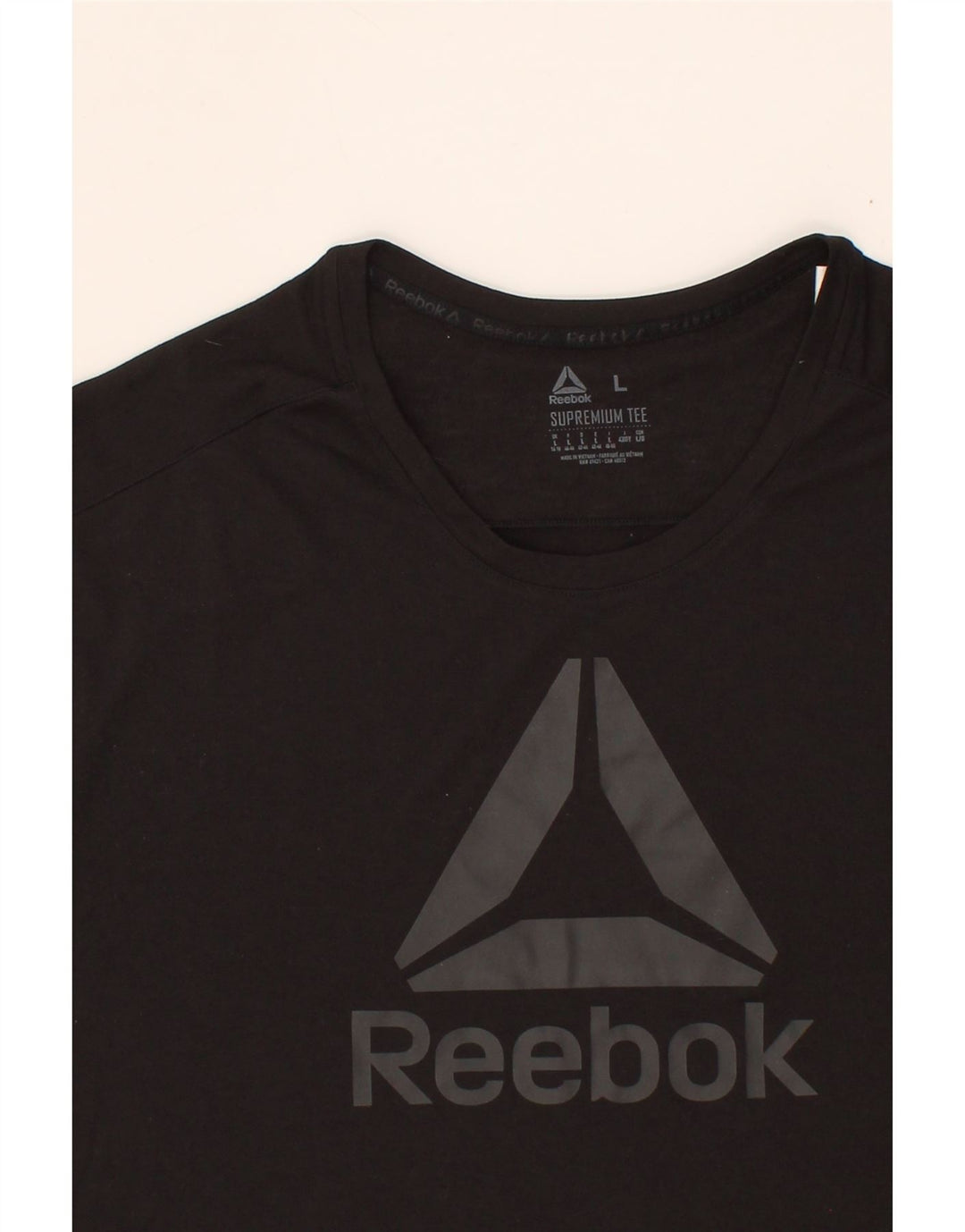 REEBOK Womens Graphic T-Shirt Top UK 16/18 Large Black Polyester Vintage Reebok and Second-Hand Reebok from Messina Hembry 