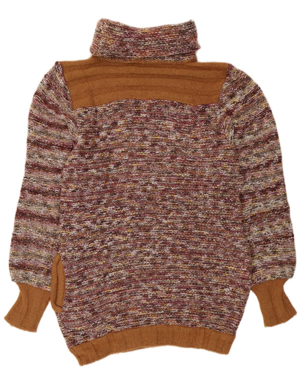 Sweter damski VINTAGE z wywijanym dekoltem UK 14, średnie, wielokolorowe paski