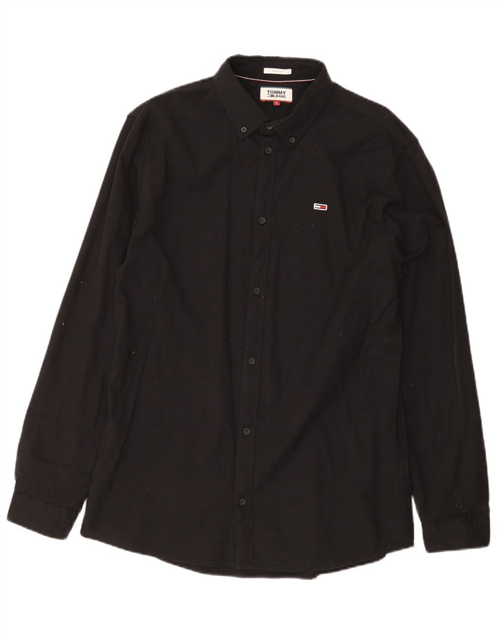 Męska koszula slim fit Tommy Hilfiger, duża, czarna, bawełniana