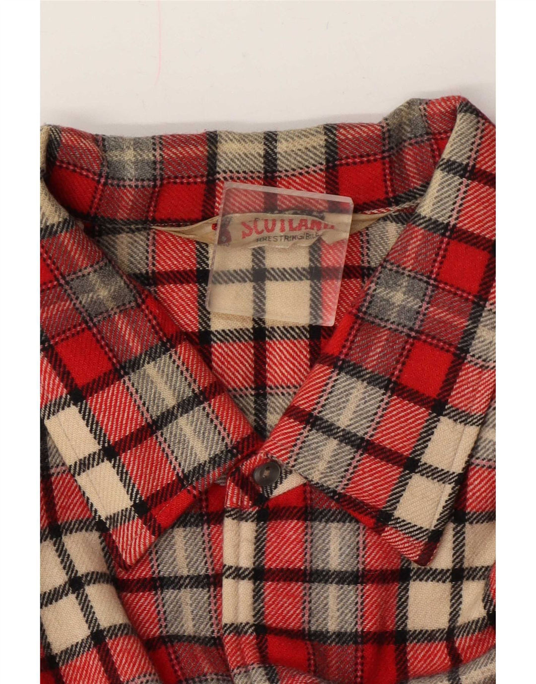 Vintage męska koszula flanelowa XL, wełniana w czerwoną kratę