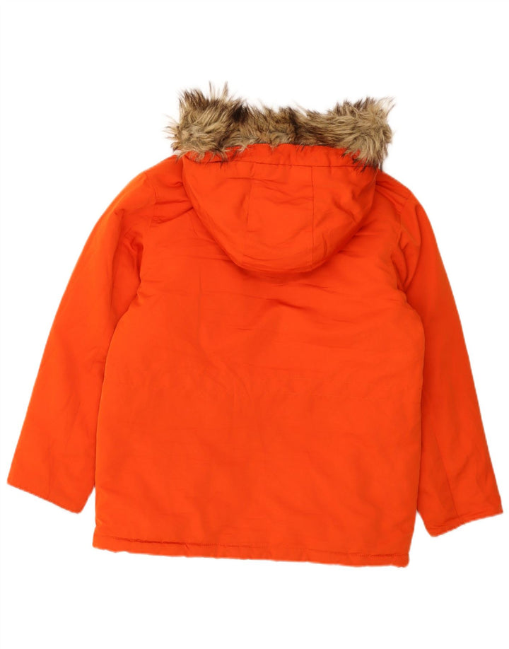Chłopięca kurtka parka z kapturem GAP 11-12 lat XL, pomarańczowa, poliestrowa
