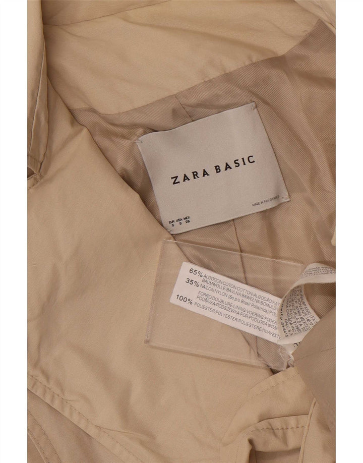 Krótki trencz damski Zara UK 10 Small, beżowy, bawełniany