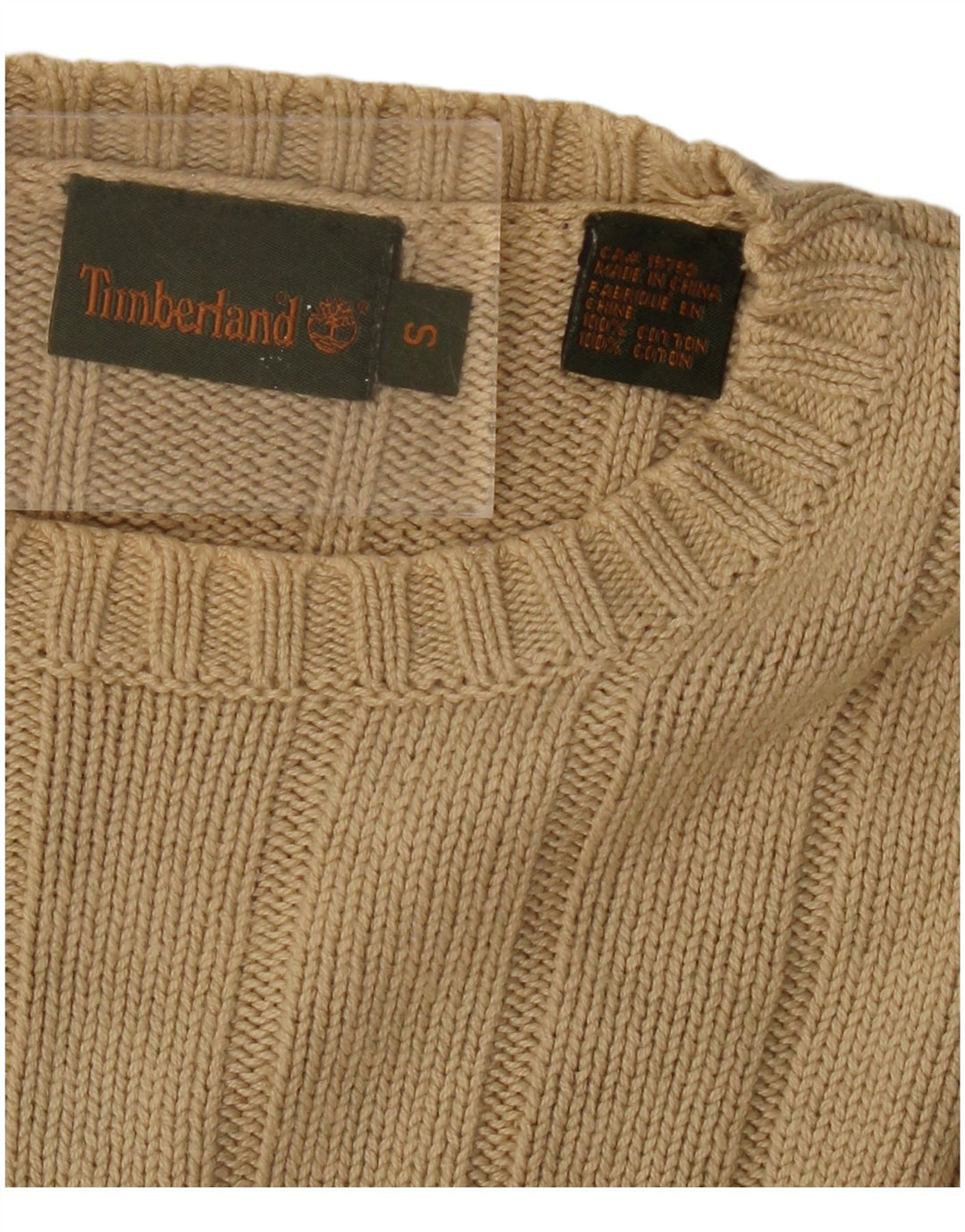 TIMBERLAND Męski sweter z okrągłym dekoltem, mały, beżowy, bawełniany