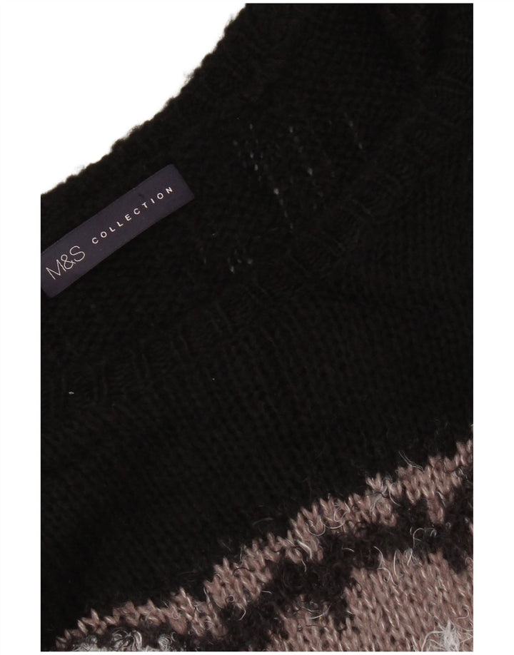 Damski sweter Marks & Spencer z graficznym dekoltem w łódkę, UK 14, średni czarny