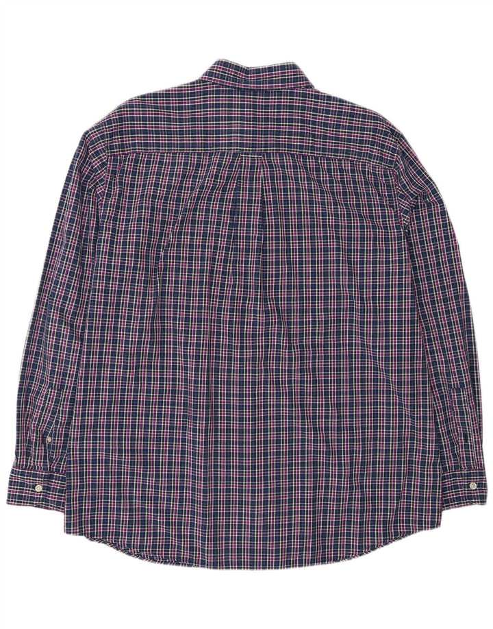 CHAPS Mens Big & Tall Shirt XL Navy Blue Check Cotton