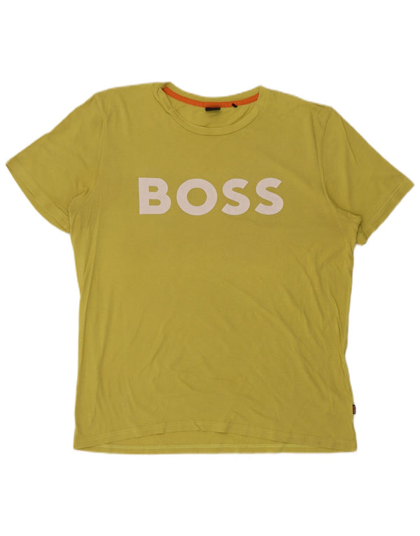 Męska koszulka z grafiką Hugo Boss, 2XL, żółta bawełna