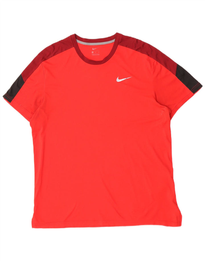 T-shirt męski Nike XL, czerwony, z blokami kolorów, poliester