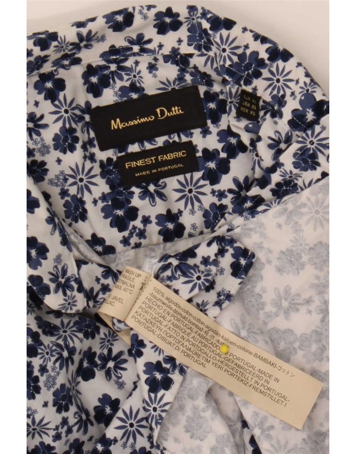 Koszula męska Massimo Dutti XL, niebieska, bawełniana w kwiaty