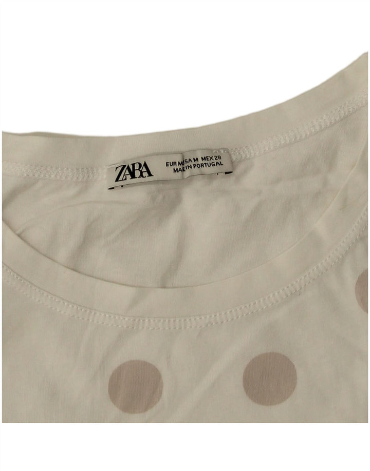 T-shirt damski Zara Top UK 14 Średniobiałe kropki