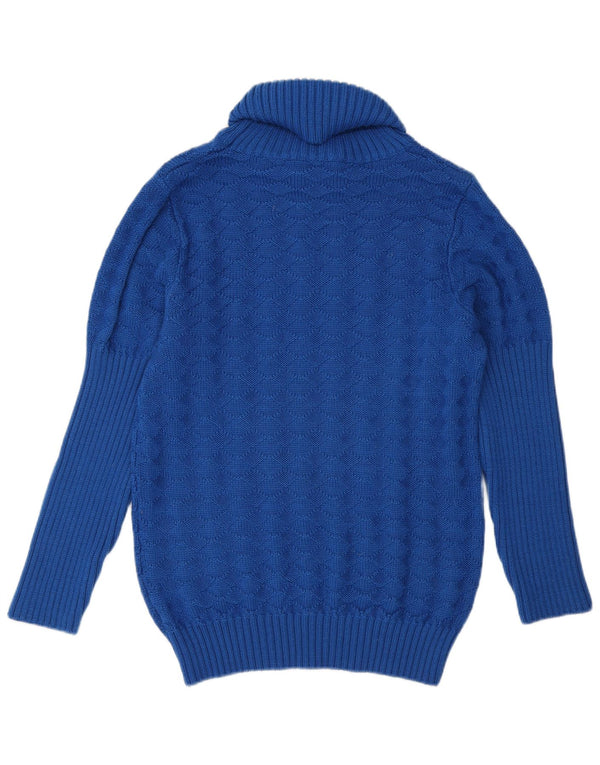 Sweter damski w stylu vintage z wywijanym dekoltem UK 14 Średni niebieski wełniany