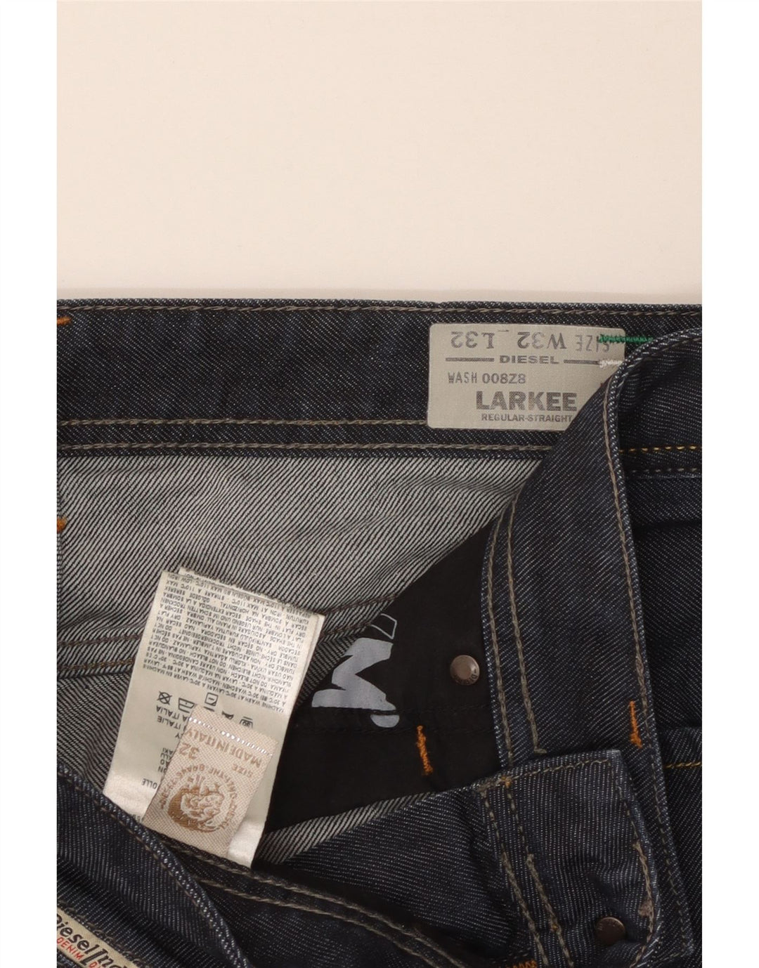 DIESEL Męskie proste dżinsy Larkee o regularnym kroju W32 L32 Granatowa bawełna