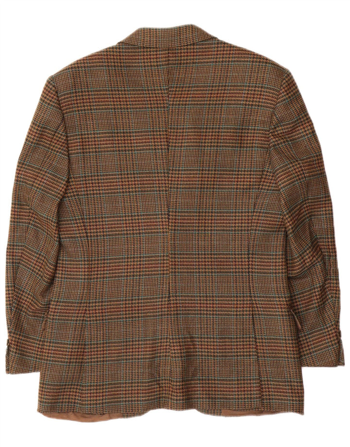 BURBERRYS Męska marynarka zapinana na 2 guziki IT 48 Średni brązowa wełna w pepitkę