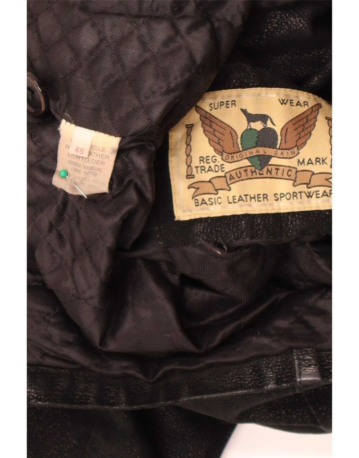 Vintage damska kurtka skórzana oversize IT 46 duża czarna