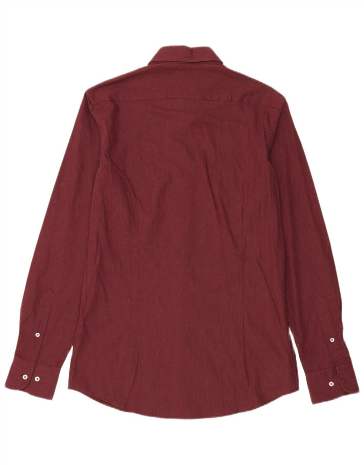 Koszula męska Massimo Dutti, mała, bordowa, bawełniana