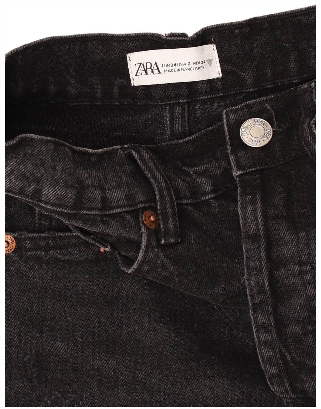 Damskie spodenki jeansowe Zara EU 34 2XS W24 Czarne