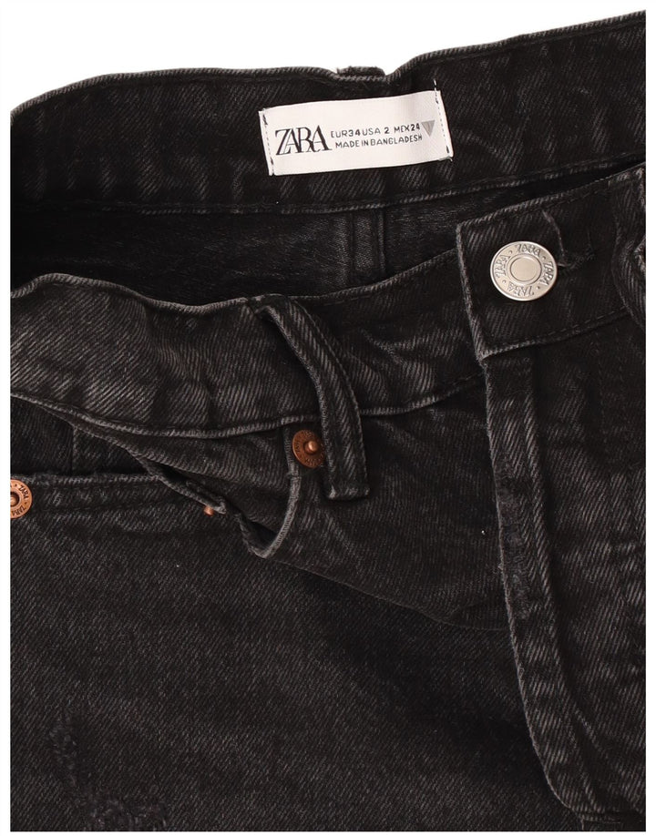 Damskie spodenki jeansowe Zara EU 34 2XS W24 Czarne