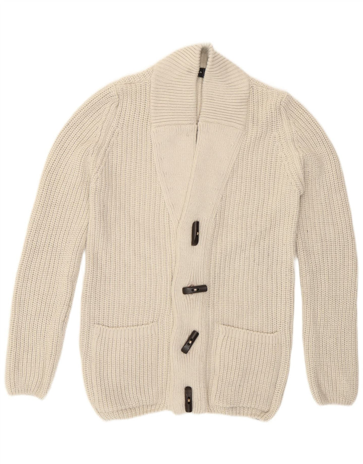 Zara Męski sweter rozpinany z guzikami, średni, złamany biały akryl