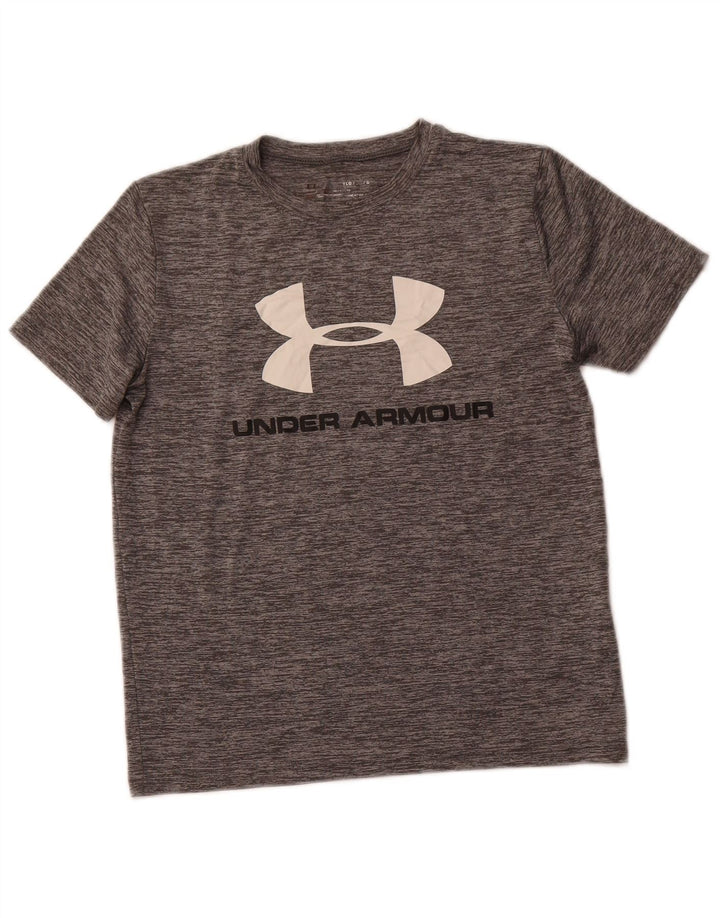 Chłopięcy T-shirt z grafiką UNDER ARMOUR Heat Gear na 11-12 lat, duży, szary