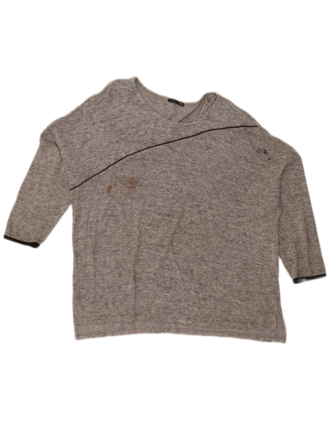 Damski top oversize Zara z rękawem 3/4, UK 16, duży, szary, nakrapiany