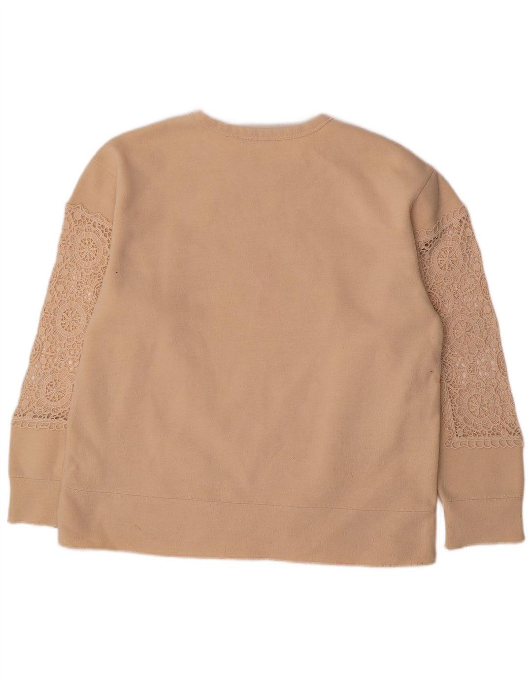 Damski sweter oversize Zara UK 14, średni beż, bawełna w kwiaty