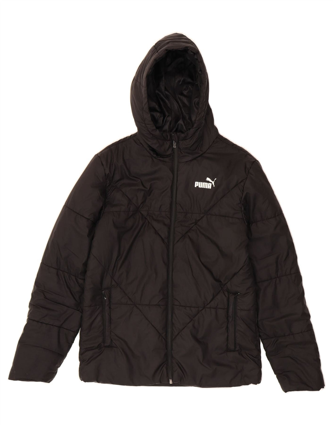 PUMA Mens Hooded Padded Jacket UK 36 Small Black Vintage Puma and Second-Hand Puma from Messina Hembry 