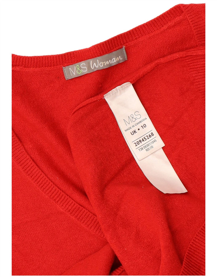 Marks & Spencer Damski sweter oversize z dekoltem w kształcie litery V, UK 10, mały, czerwony