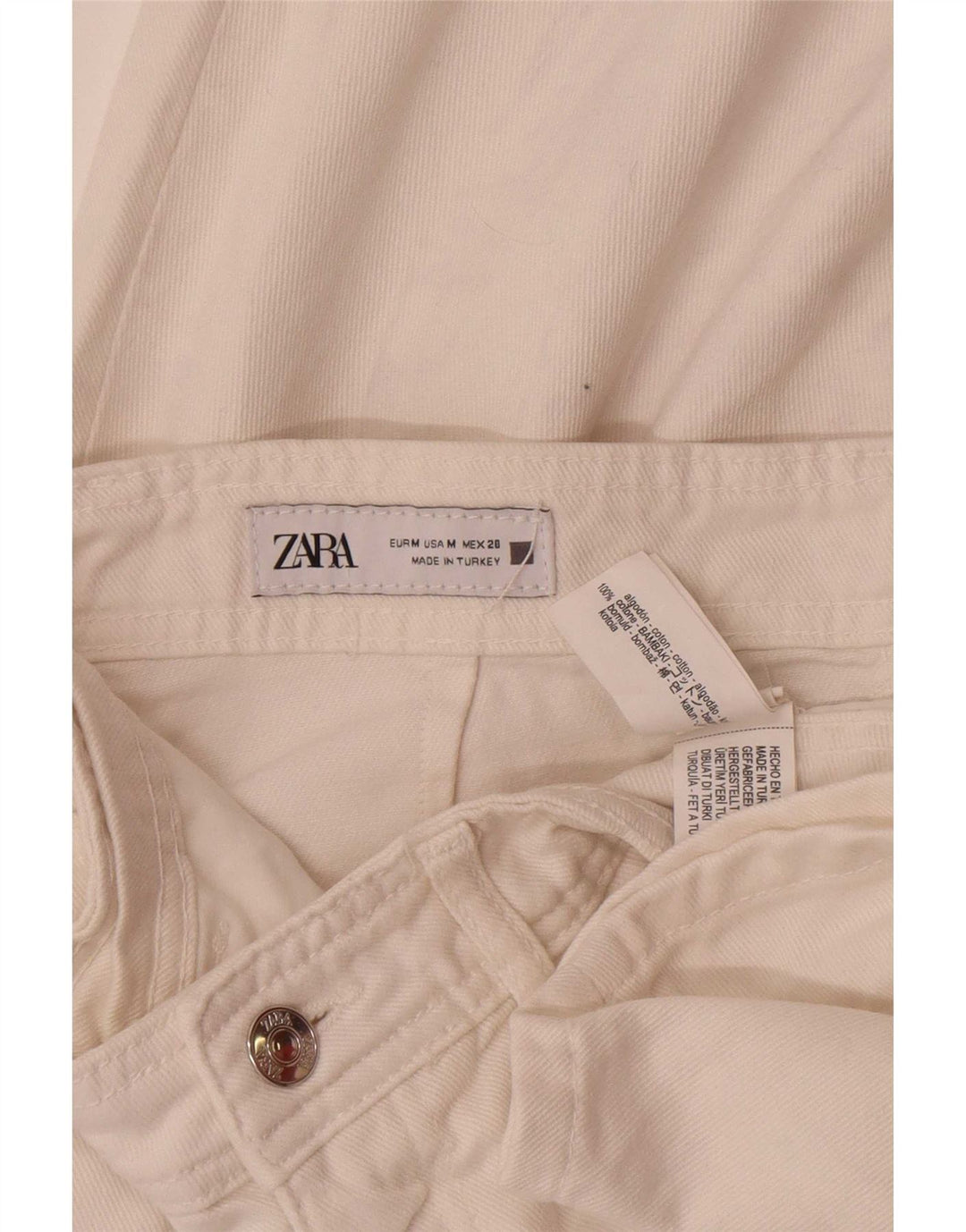 Damska spódnica midi jeansowa Zara, średnia W28, biała bawełna