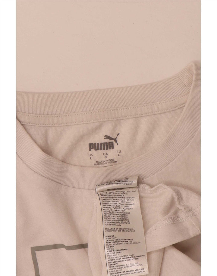 Męska koszulka z grafiką Puma, duża, biała, bawełniana