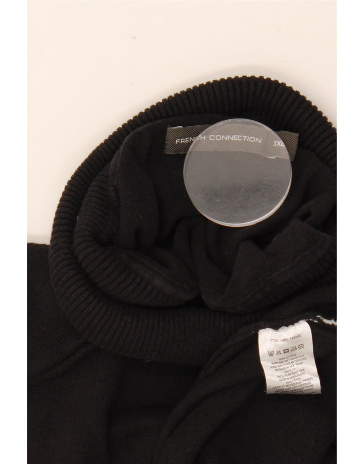 FRENCH CONNECTION Męski sweter z golfem, 3XL, czarny, bawełniany