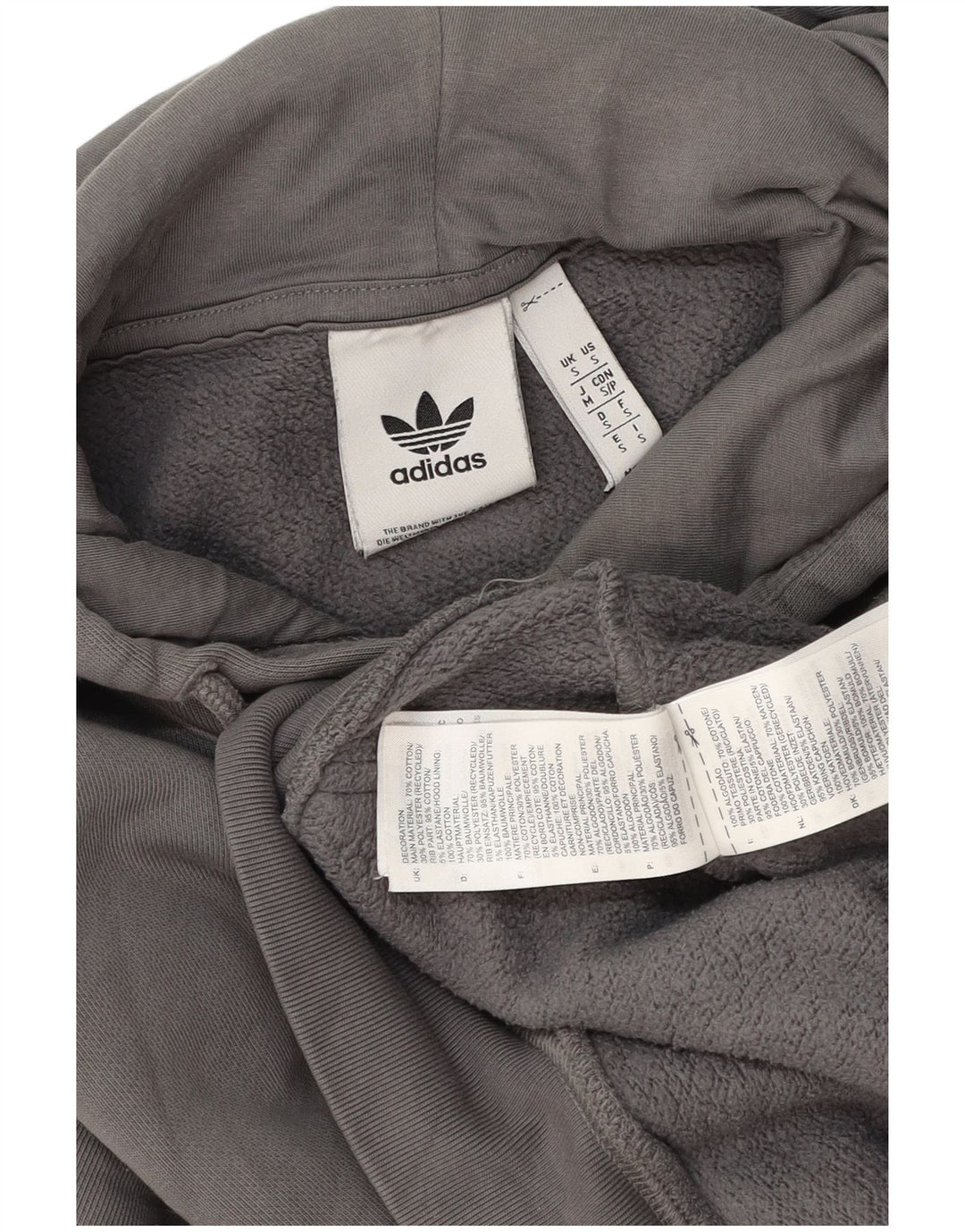 Adidas Męska bluza z kapturem, mała, szara, bawełniana
