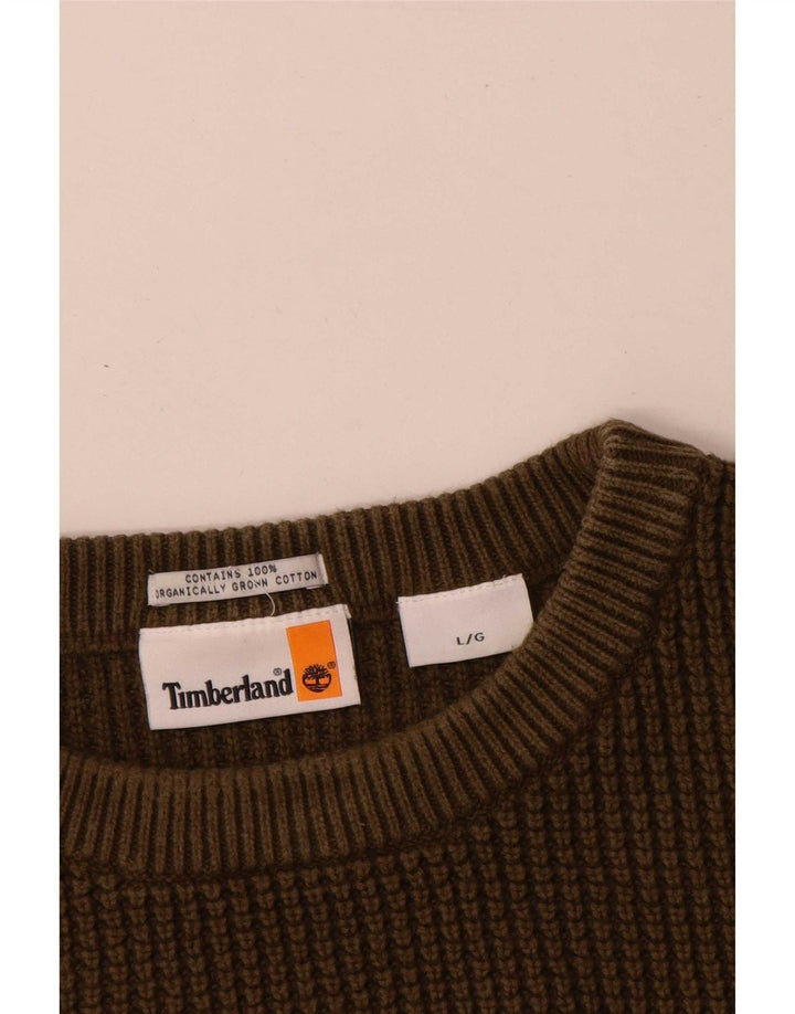 Męski sweter Timberland z okrągłym dekoltem, duża bawełna khaki