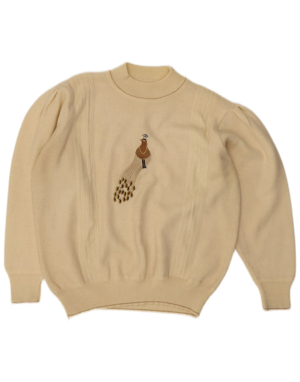 Vintage damski sweter z golfem, UK 18 XL, beżowy