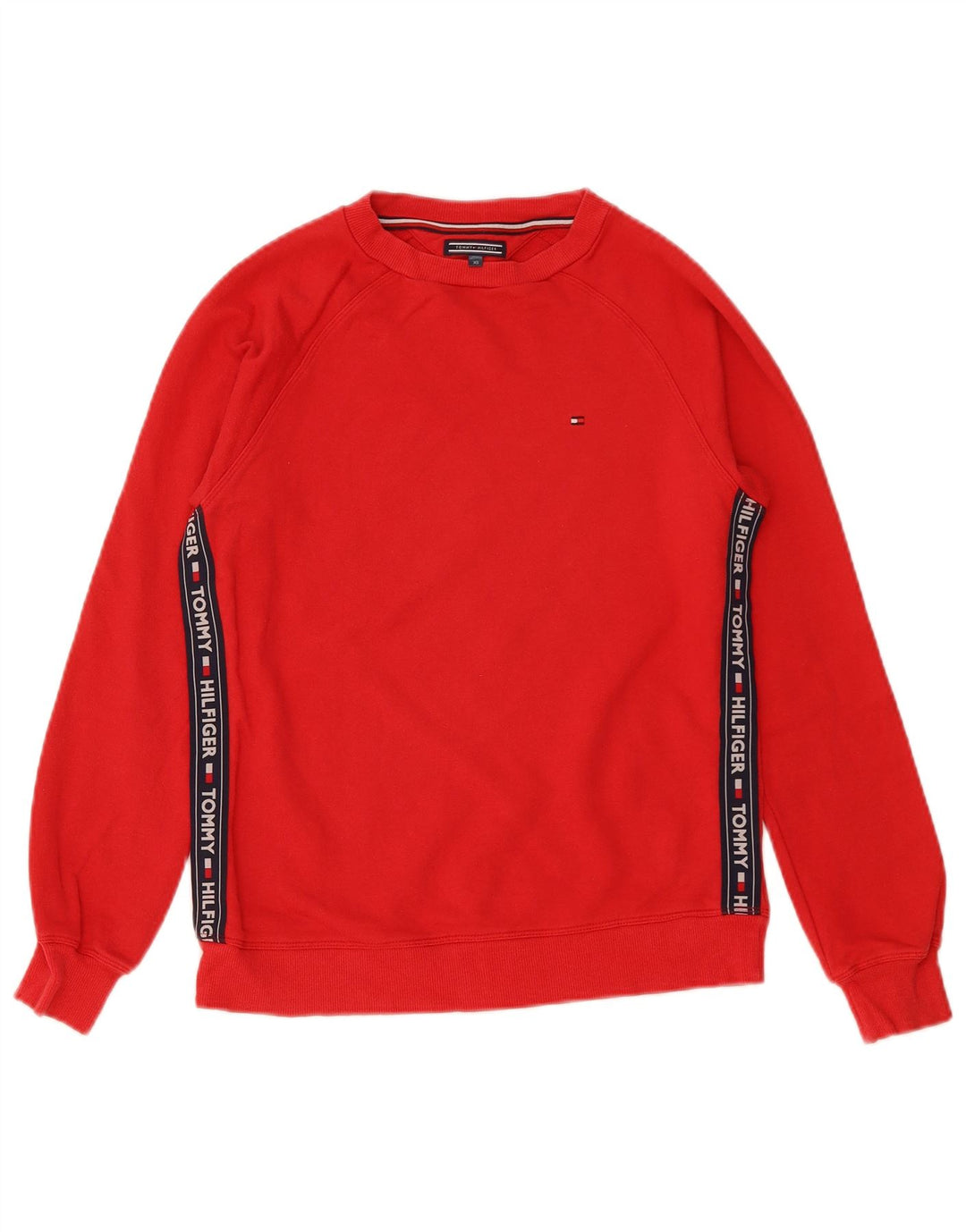 Męska bluza z grafiką TOMMY HILFIGER, sweter XS, bawełniana w kolorze czerwonym