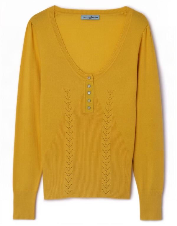 Damski sweter Guess By Marciano z dekoltem w łódkę US 1 XS, żółty kaszmir