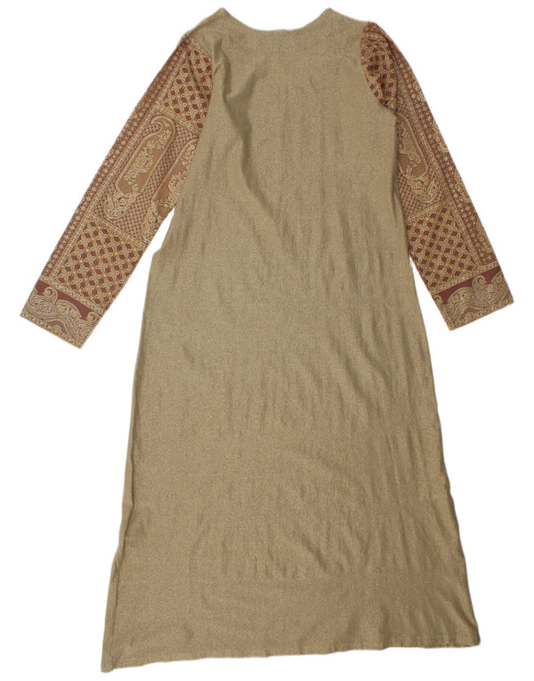 Damska sukienka maxi w stylu vintage UK 14, duża, złota paisley