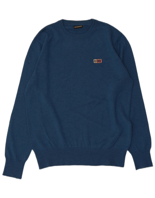 Damski sweter z okrągłym dekoltem NAPAPIJRI UK 16, duży, niebieski, wełniany