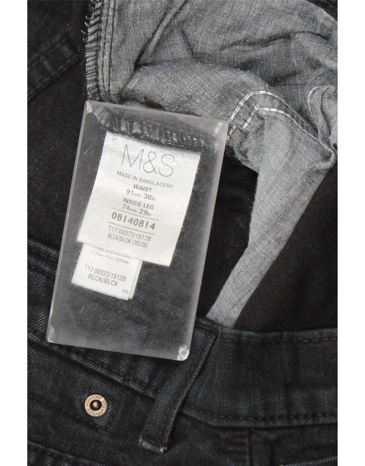 Marks & Spencer Męskie proste dżinsy W36 L26 Czarne bawełniane